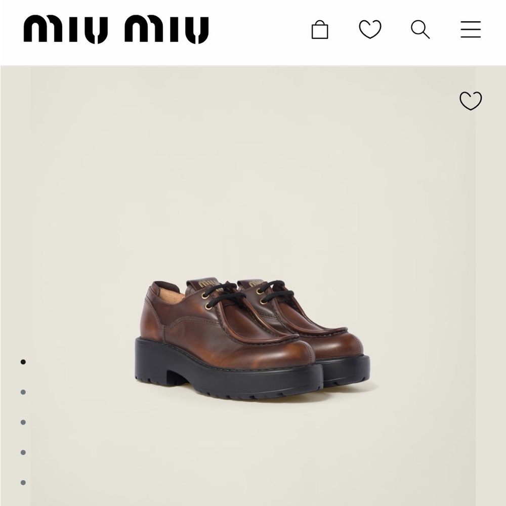 Miu Miu laced fumé leather shoes